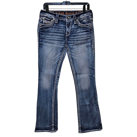 Rock Revival Jiselle Easy Boot Cut Women's 27 Mid Rise Curvy Fit Stretch Euc